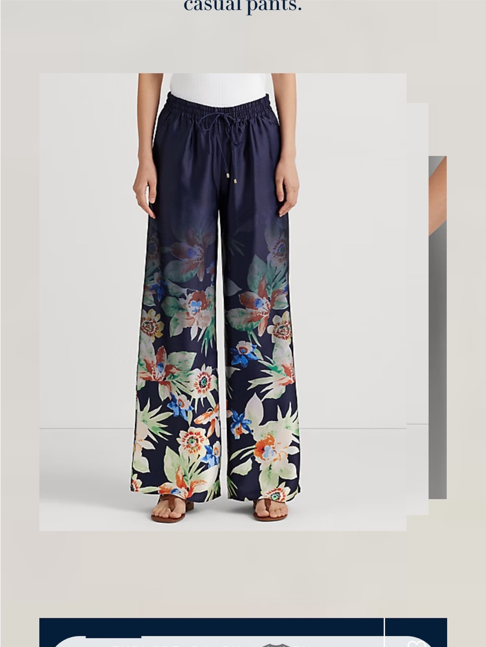 Lauren Ralph Lauren Floral Charmeuse Wide-Leg Pants XS